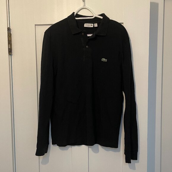 Lacoste Black Long Sleeve Polo (Size 4 Men) - Picture 1 of 3